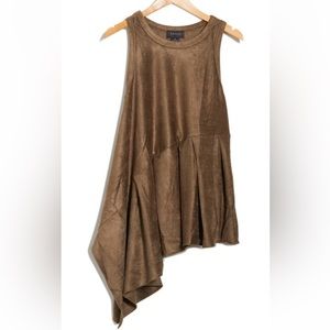 NWT! Gracia Faux Suede Asymmetrical Tank sz L